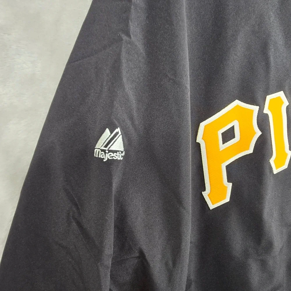 Majestic Pittsburgh Pirates MLB Baseball Jacket Therma‎ Base Mens 2XL Black Gold